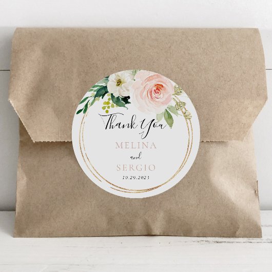 Gold Geometric Herfst Flowers Weddenschap Hartelij Ronde Sticker