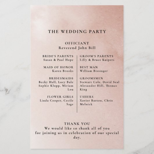 Gold Geometric Herfst Flowers Wedding Program (Achterkant)