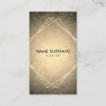 Gold Geometric Leather Vertical Visitekaartje