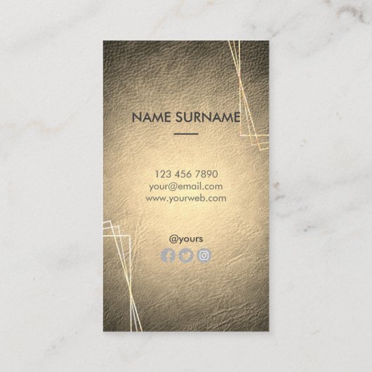 Gold Geometric Leather Vertical Visitekaartje (Achterkant)