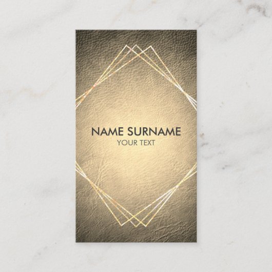 Gold Geometric Leather Vertical Visitekaartje (Voorkant)