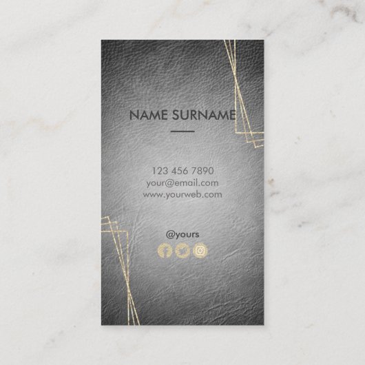 Gold Geometric Leather Vertical Visitekaartje (Achterkant)