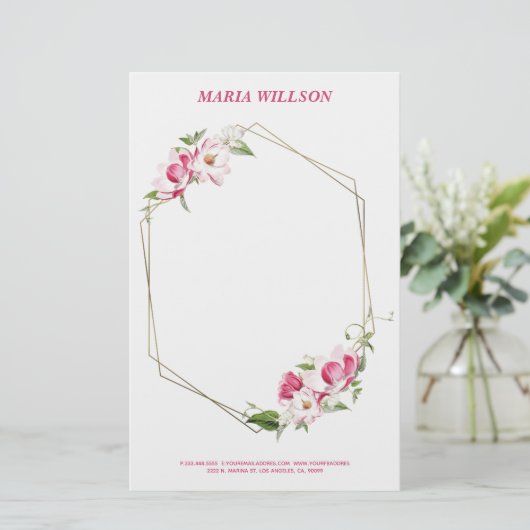 Gold Geometric Lijst Briefpapier (Staand voorkant)