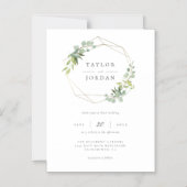 Gold Geometric Lijst Eucalyptus Greenery Wedding Magnetische Uitnodiging (Voorkant)