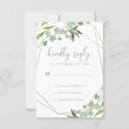 Gold Geometric Lijst Eucalyptus Greenery Wedding RSVP Kaartje