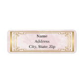 Gold Geometric Lijst Pink Marble Weddenschap Addre Etiket (Voorkant)