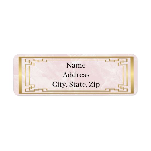 Gold Geometric Lijst Pink Marble Weddenschap Addre Etiket (Voorkant)