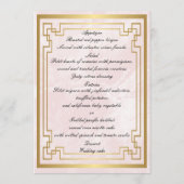 Gold Geometric Lijst Pink Marble Wedding Menu Kaar (Achterkant)