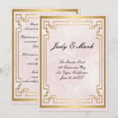 Gold Geometric Lijst Pink Marble Wedding Menu Kaar (Voorkant / Achterkant)