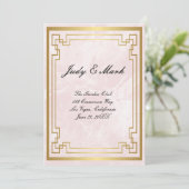 Gold Geometric Lijst Pink Marble Wedding Menu Kaar (Staand voorkant)
