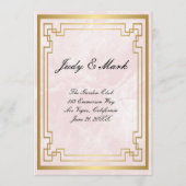 Gold Geometric Lijst Pink Marble Wedding Menu Kaar (Voorkant)