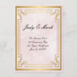 Gold Geometric Lijst Pink Marble Wedding Menu Kaar