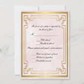Gold Geometric Lijst Pink Marble Wedding Response Kaart (Voorkant)