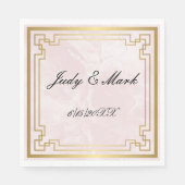 Gold Geometric Lijst Pink Marmer Weddenschap Paper Servet (Voorkant)