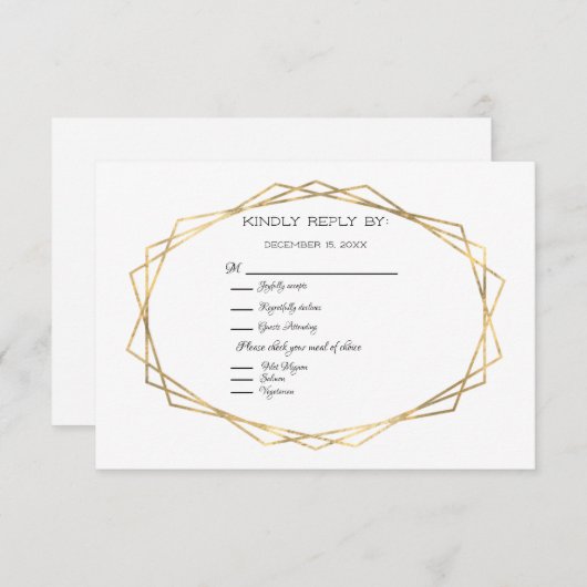 Gold Geometric Lijst RSVP (Voorkant / Achterkant)