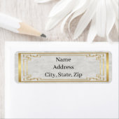 Gold Geometric Lijst White Marble Wedding Address Etiket (Insitu)