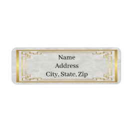 Gold Geometric Lijst White Marble Wedding Address Etiket