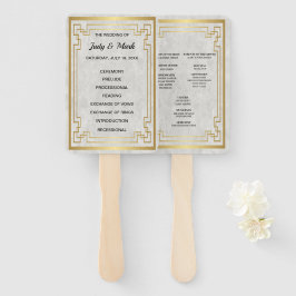 Gold Geometric Lijst White Marble Wedding Program Handwaaier