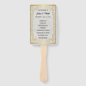 Gold Geometric Lijst White Marble Wedding Program Handwaaier (Voorkant)