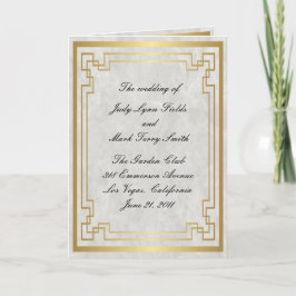 Gold Geometric Lijst White Marble Wedding Program Kaart