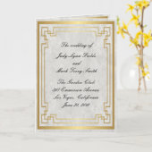 Gold Geometric Lijst White Marble Wedding Program Kaart (Gele Bloem)