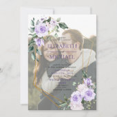 Gold Geometric Lila Floral Vellum Overlay Foto Kaart (Voorkant)