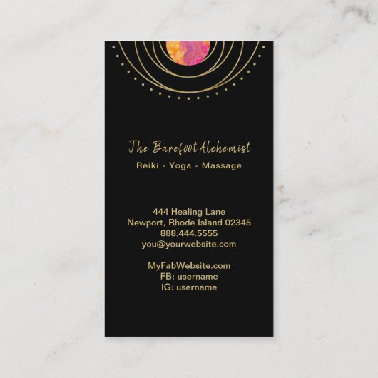 *~* Gold Geometric Lunar Sacred Geometry Boho Visitekaartje (Achterkant)