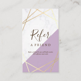 Gold Geometric Marble Lavender Referral Verticaal Visitekaartje