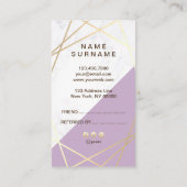 Gold Geometric Marble Lavender Referral Verticaal Visitekaartje (Achterkant)