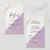 Gold Geometric Marble Lavender Referral Verticaal Visitekaartje (Voorkant / Achterkant)