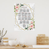 Gold Geometric Marble Pink Floral Seating Poster (Keuken)