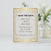 Gold Geometric Marble Wedding Save the Date Kaart (Staand voorkant)