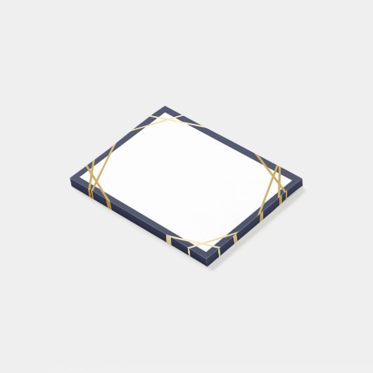 Gold Geometric Midnight Blue 4"x3" notities Post-it® Notes (Schuin)