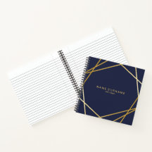 Gold Geometric Midnight Blue 8,5-inch spiral NoteB