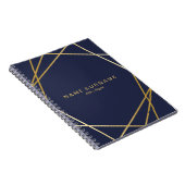 Gold Geometric Midnight Blue Spiral Photo Notebook Notitieboek (Rechterzijde)