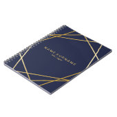 Gold Geometric Midnight Blue Spiral Photo Notebook Notitieboek (Linkerzijde)