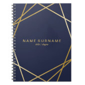 Gold Geometric Midnight Blue Spiral Photo Notebook Notitieboek (Voorkant)