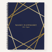 Gold Geometric MidnightBlue 8.5*11 Spiral NoteBook Notitieboek (Voorkant)