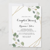 Gold Geometric Modern Calligraphy Couples Shower Kaart (Voorkant)