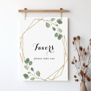 Gold Geometric Modern Calligraphy Favors Sign Poster