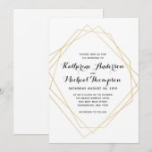 Gold Geometric Modern Wedding Invitation Kaart (Voorkant / Achterkant)