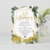 Gold Geometric Oh Baby Animals Baby shower Kaart (Staand voorkant)