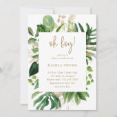 Gold Geometric Oh Boy Tropical Baby shower Kaart (Voorkant)