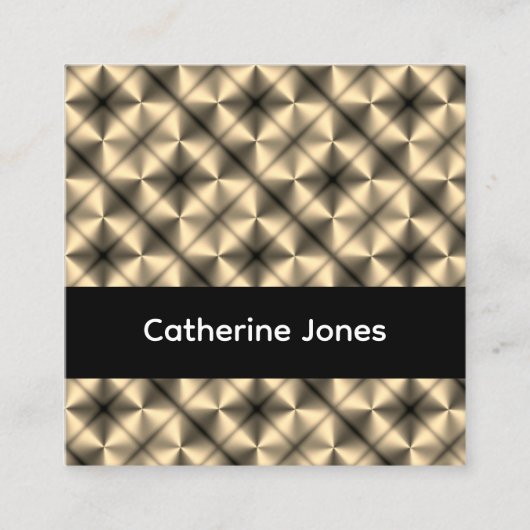Gold geometric pattern black vierkante visitekaartje (Voorkant)