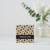 Gold geometric pattern black vierkante visitekaartje (Staand voorkant)
