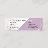 Gold Geometric Pattern Marble Lavender Reference Mini Visitekaartje (Achterkant)