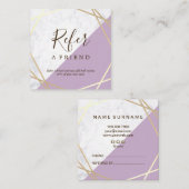 Gold Geometric Pattern Marble Lavender Reference Vierkante Visitekaartje (Voorkant / Achterkant)