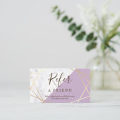 Gold Geometric Pattern Marble Lavender Reference Visitekaartje (Staand voorkant)