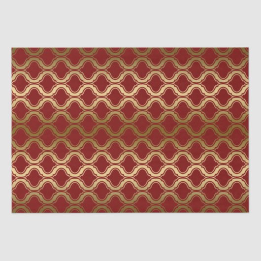 Gold Geometric Pattern over Burgundy Background Tissuepapier (Voorkant)