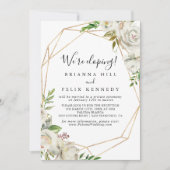 Gold Geometric Peony Floral Elopement Reception Kaart (Voorkant)